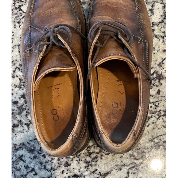 Ecco Cario Men’s Brown Leather Apron Toe Dress Shoes Size 43 (US 10) Extra Width - Picture 10 of 10